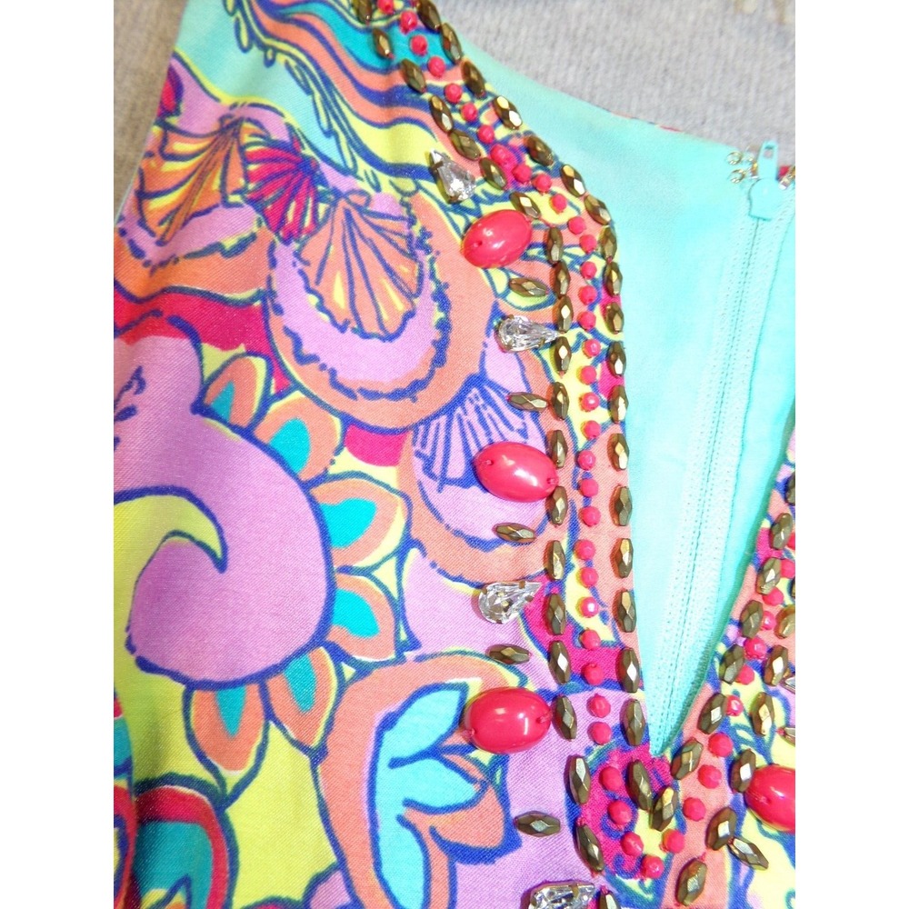 Lilly Pulitzer Lloyd Dress Feeling Groovy Jeweled Retro Look Size‎ 2 Lined READ - Picture 5 of 11